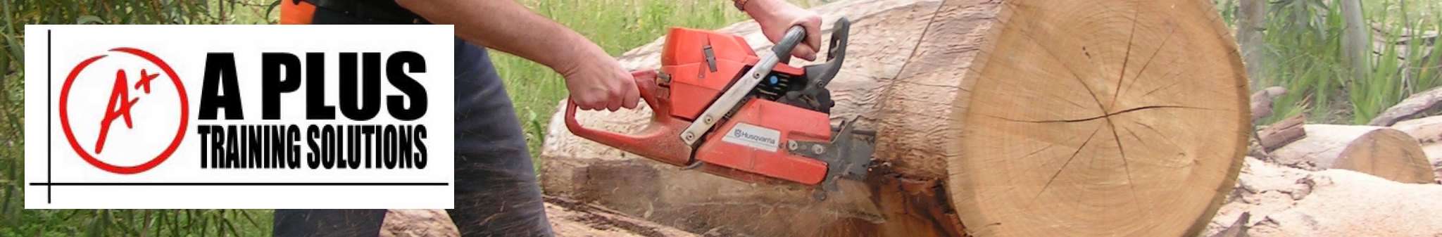 Chainsaw Cross Cutting and A Plus Logo 